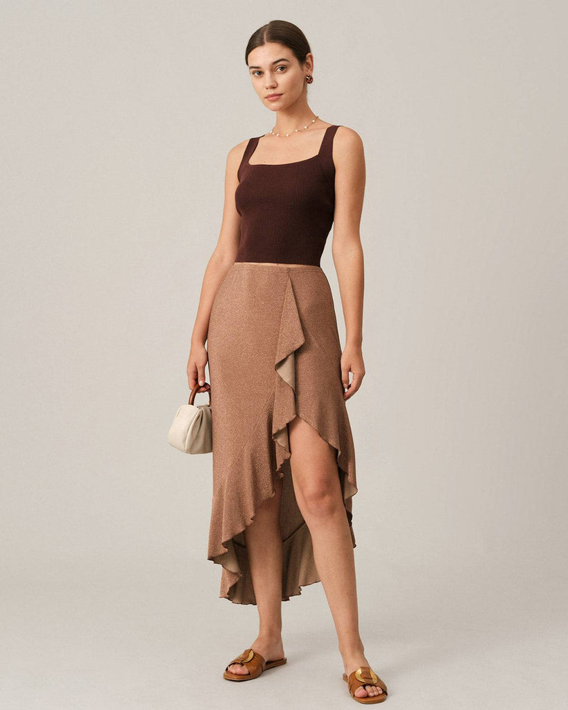 The Solid Tulip Hem Ruffle Skirt - RIHOAS