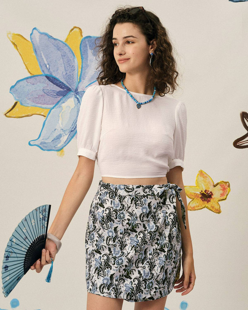 The Tie-waist Jacquard Skirt - RIHOAS