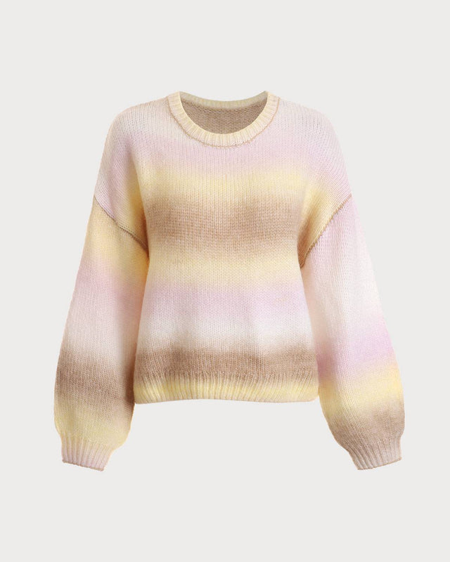 The Ombre Print Lantern Sleeve Sweater - RIHOAS
