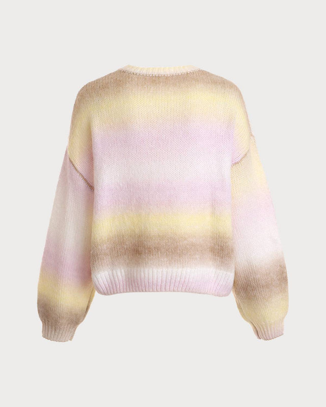 The Ombre Print Lantern Sleeve Sweater - RIHOAS