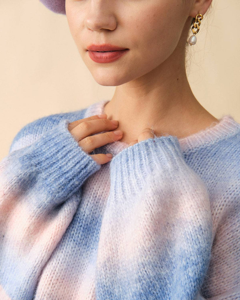The Ombre Print Lantern Sleeve Sweater - RIHOAS