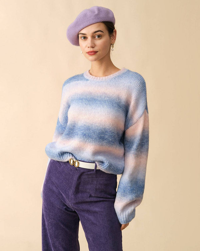 The Ombre Print Lantern Sleeve Sweater - RIHOAS