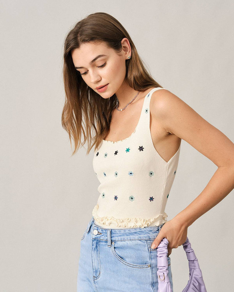 The Frill Trim Knit Tank Top - RIHOAS