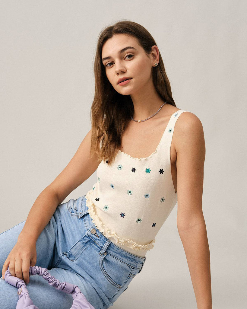 The Frill Trim Knit Tank Top - RIHOAS