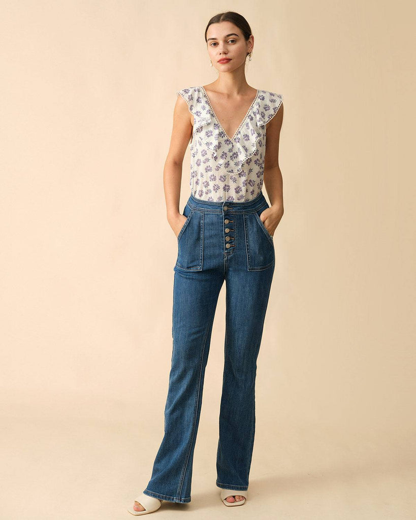 The Ruffle Trim Floral Sleeveless Tank Top - RIHOAS