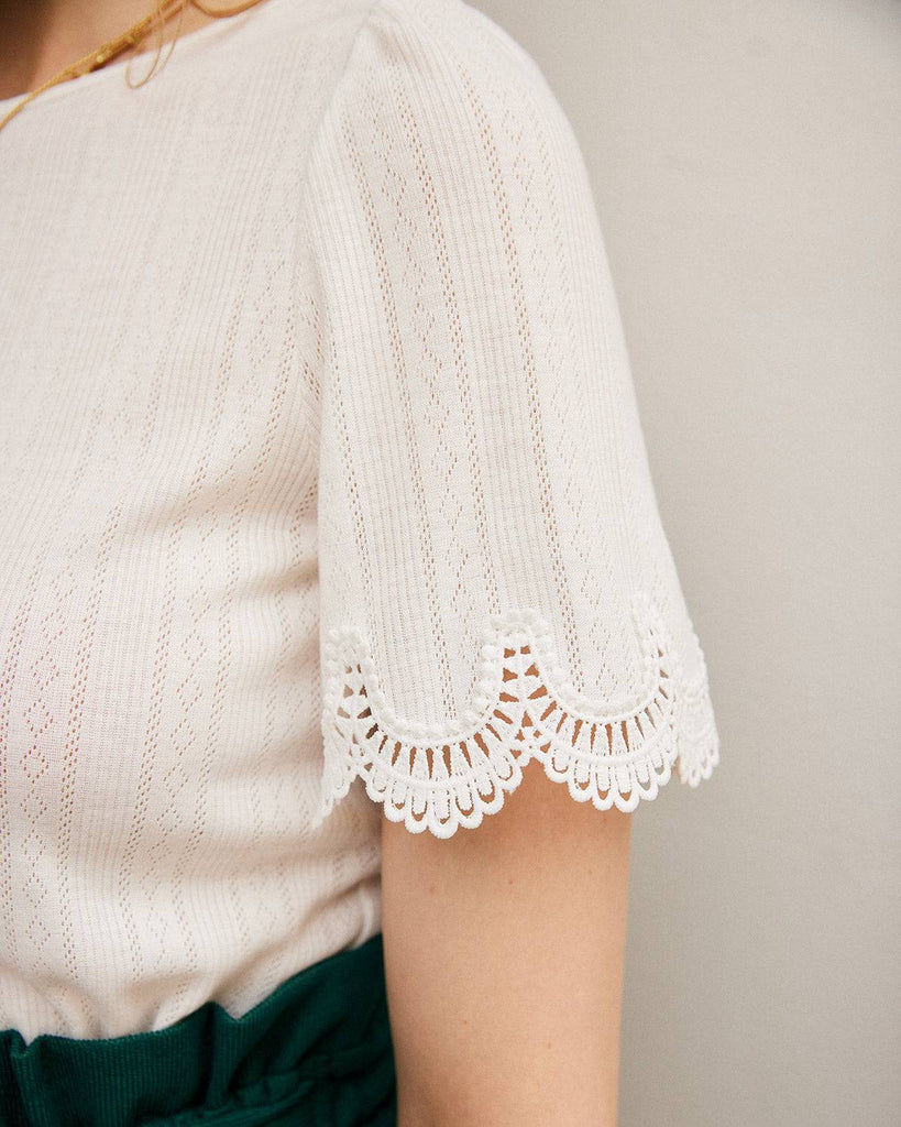 Puff Sleeve Shirred Cuffs Roundneck Plain Tee - RIHOAS