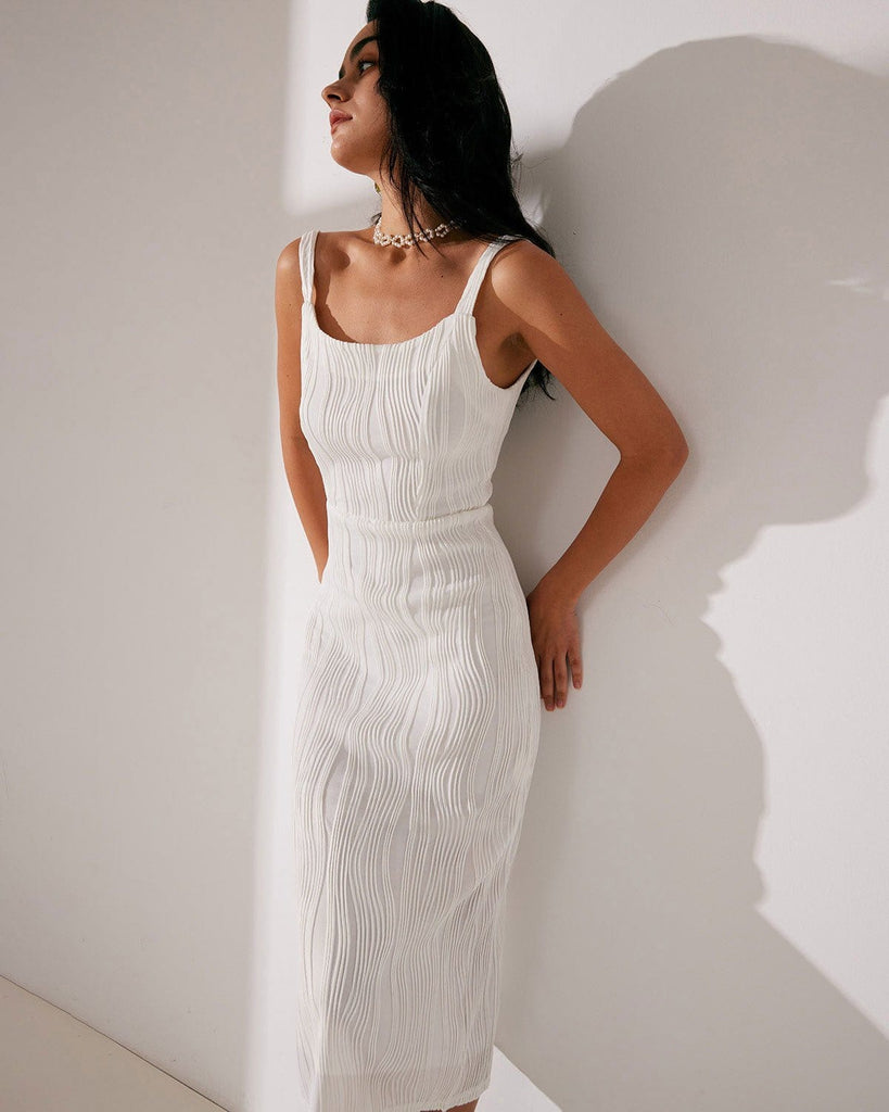 Textured Backless Midi Dress Dresses - RIHOAS