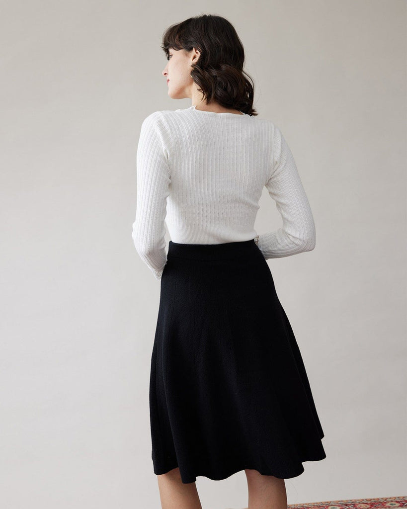 The A-line Knitted Midi Skirt Bottoms - RIHOAS