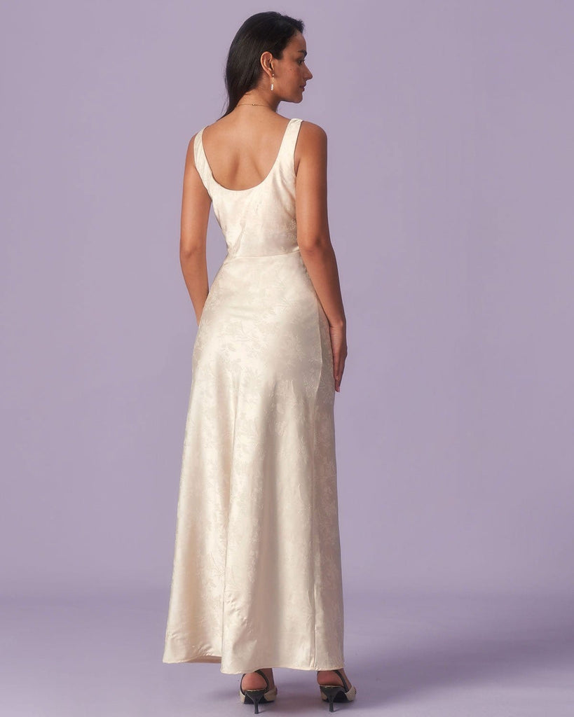 The Apricot Cowl Neck Jacquard Maxi Dress Dresses - RIHOAS