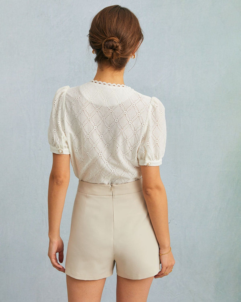 The Apricot High Waisted Button Detail Shorts Bottoms - RIHOAS