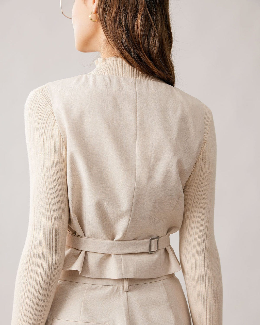 The Apricot Round Neck Solid Vest Tops - RIHOAS