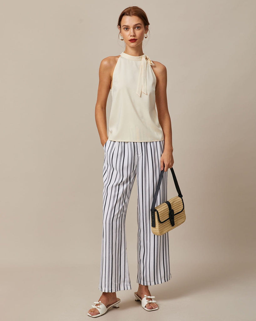 The Apricot Solid Tie Tank Top Tops - RIHOAS