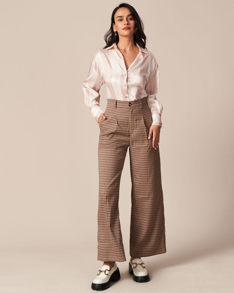 The Apricot Striped Long Sleeves Shirt Tops - RIHOAS