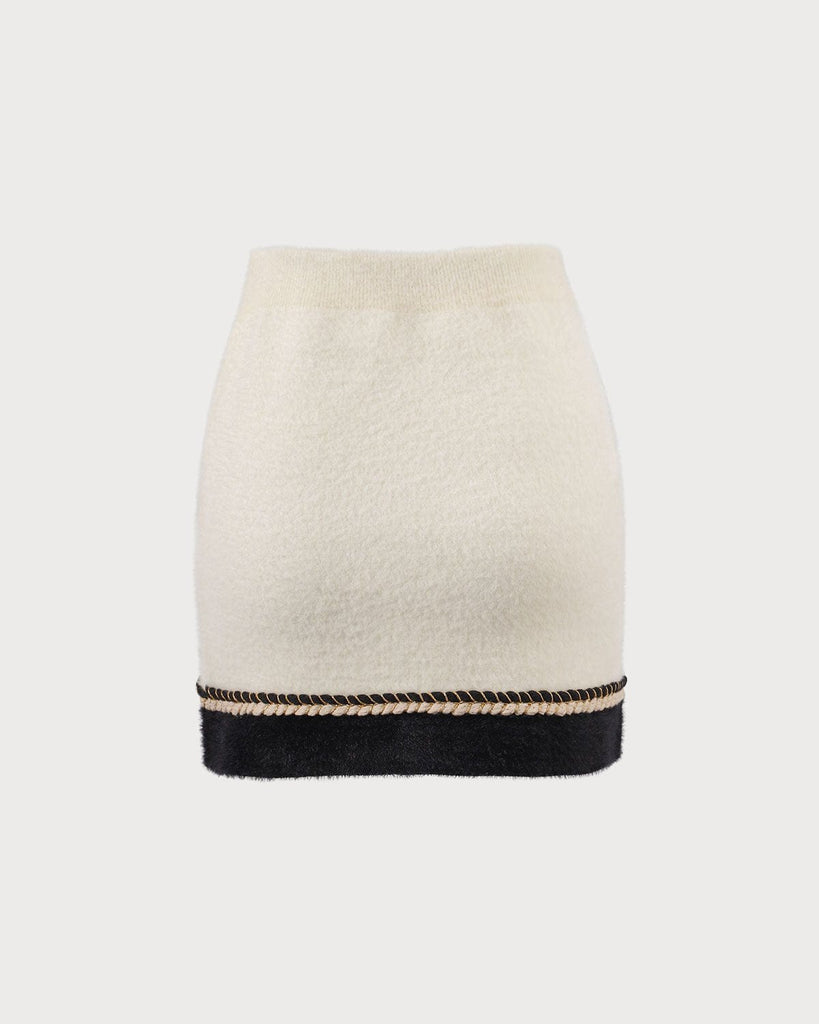 The Beige Colorblock Knit Mini Skirt Bottoms - RIHOAS