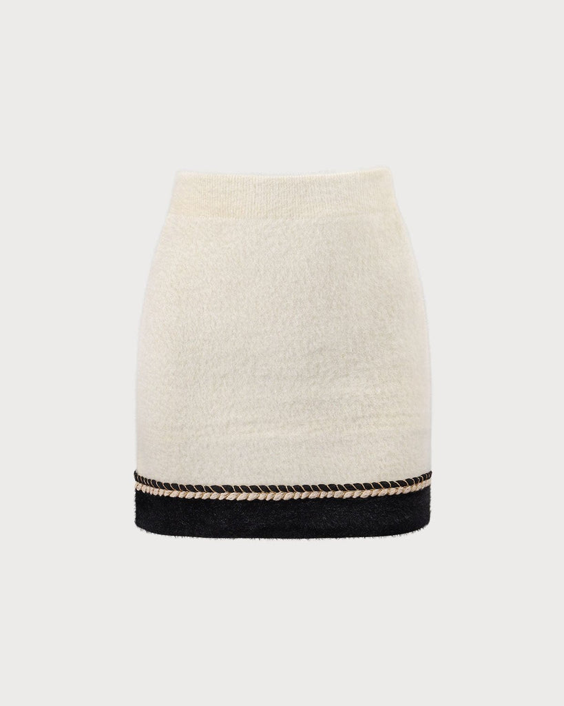 The Beige Colorblock Knit Mini Skirt Bottoms - RIHOAS