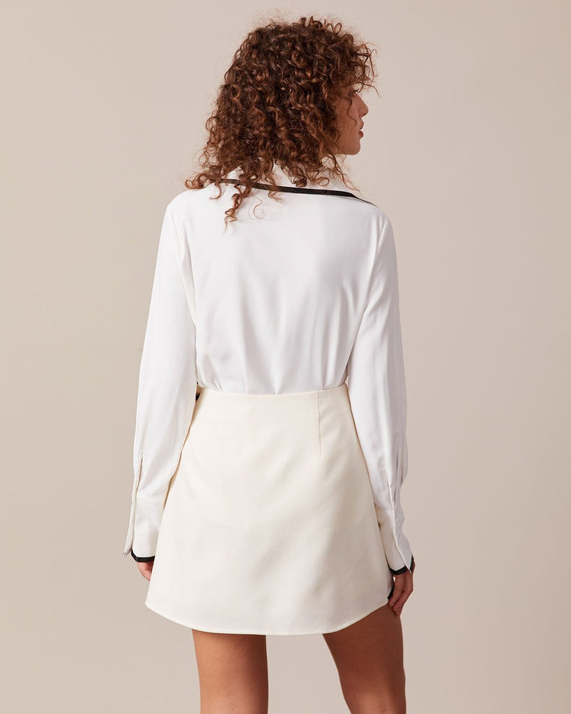 The Beige Contrasting Tie Skirt Bottoms - RIHOAS