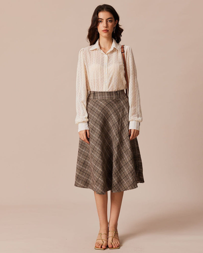 The Beige Embroidery Blouse Tops - RIHOAS