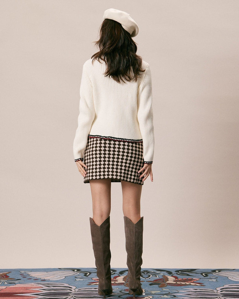 The Beige Lapel Colorblock Cardigan Tops - RIHOAS