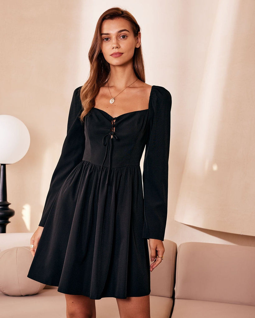 The Black Criss-Cross Mini Dress Black Dresses - RIHOAS