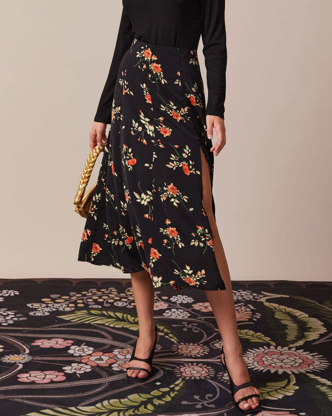 Floral midi maxi skirt sale