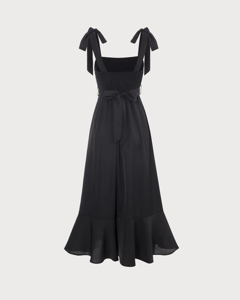 The Black Ruffle Hem Slit Dress Dresses - RIHOAS