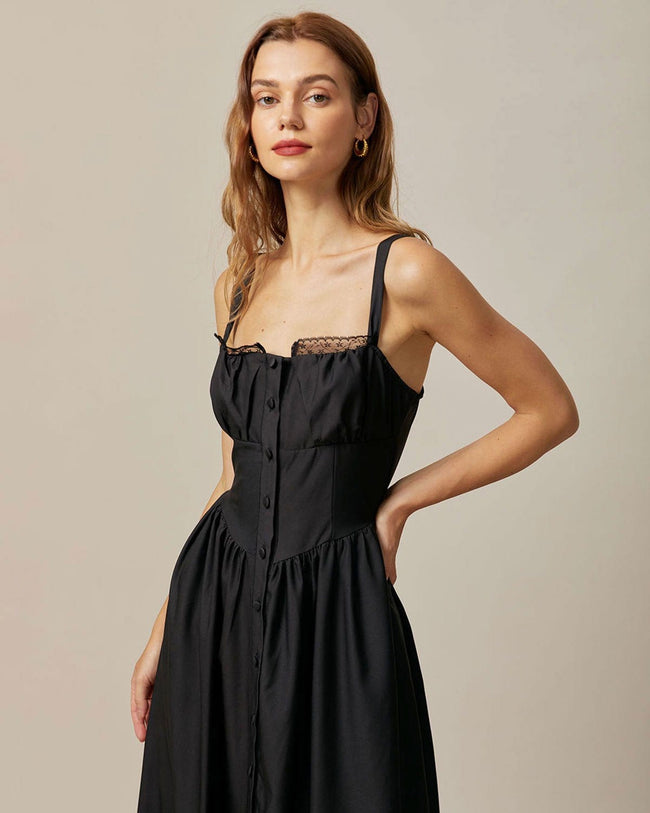 【COYSEIO】 SQUARE NECK LACE DRESS Coyseio Square Neck Lace Dress - Ash Green | International Store