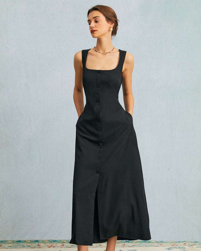 Long black on sale sleeveless maxi dress