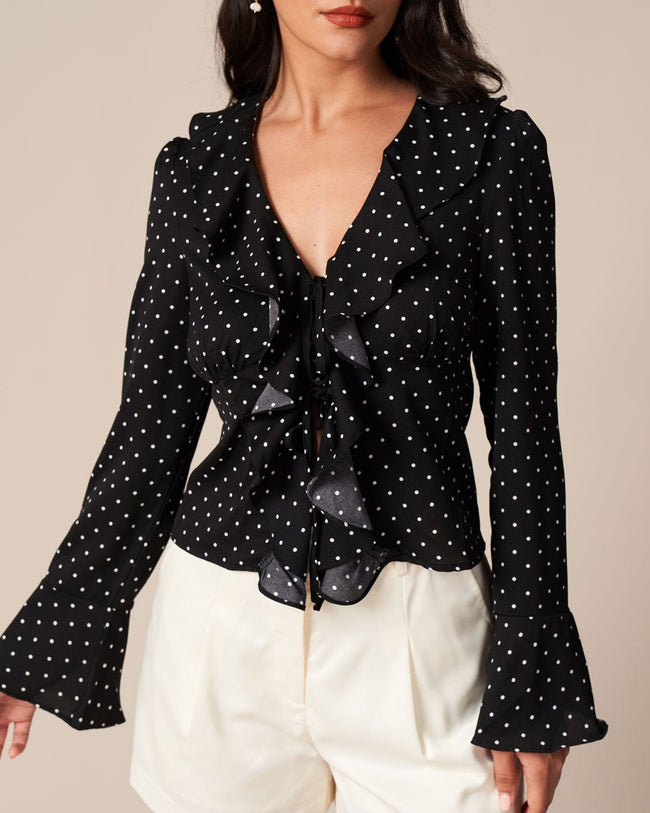 Rihoas Women's Polka Dot Ruched Blouse