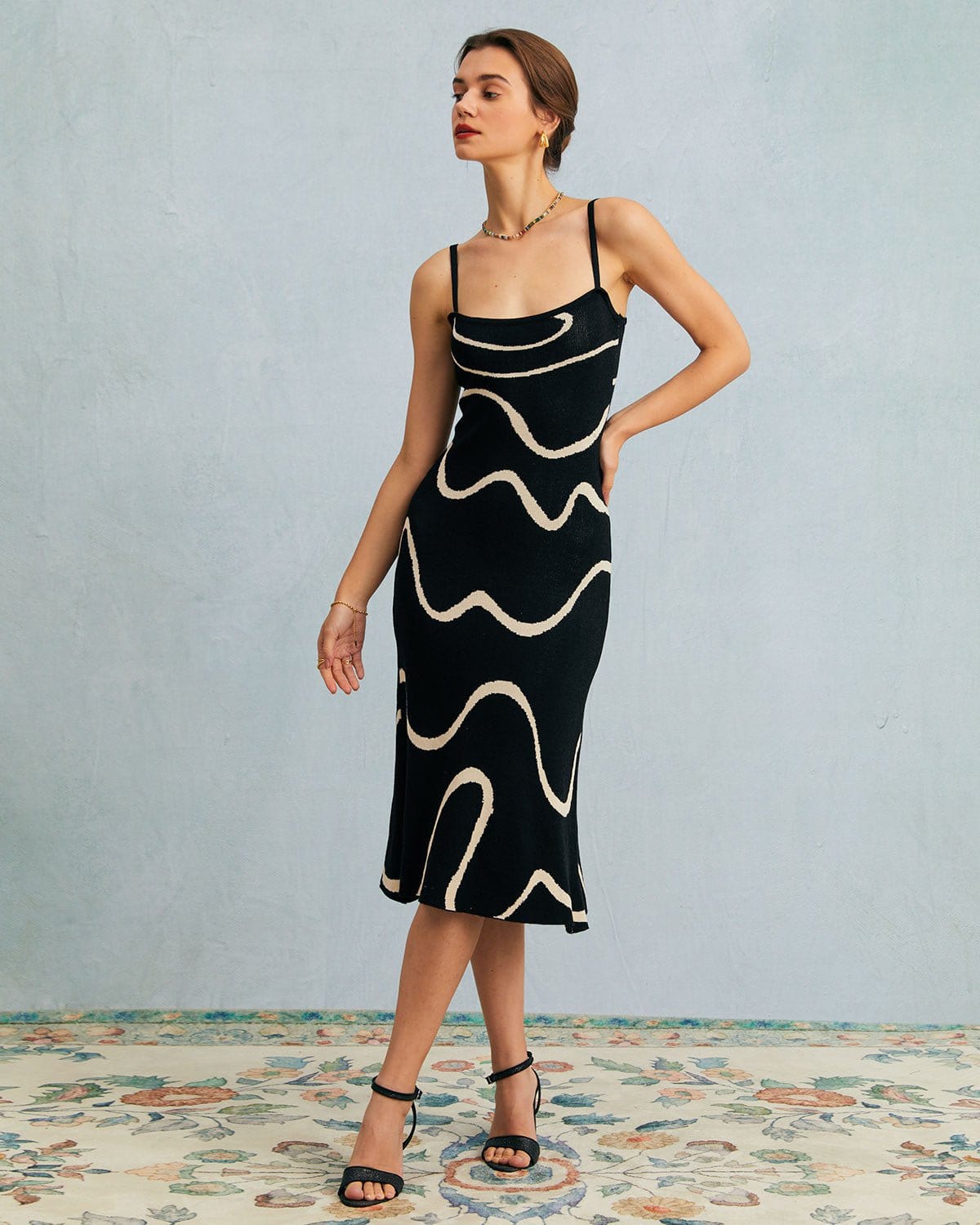 The Black Wave Mermaid Hem Knit Midi Dress The Black Wave Mermaid Hem Knit Midi Dress