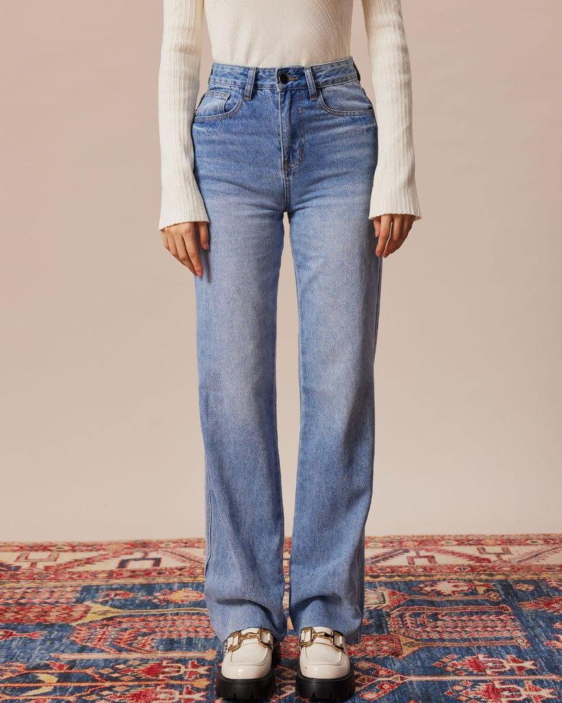 The Blue Slant Pocket Straight Leg Jeans Blue Denim - RIHOAS