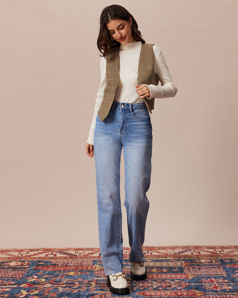 The Blue Slant Pocket Straight Leg Jeans Denim - RIHOAS