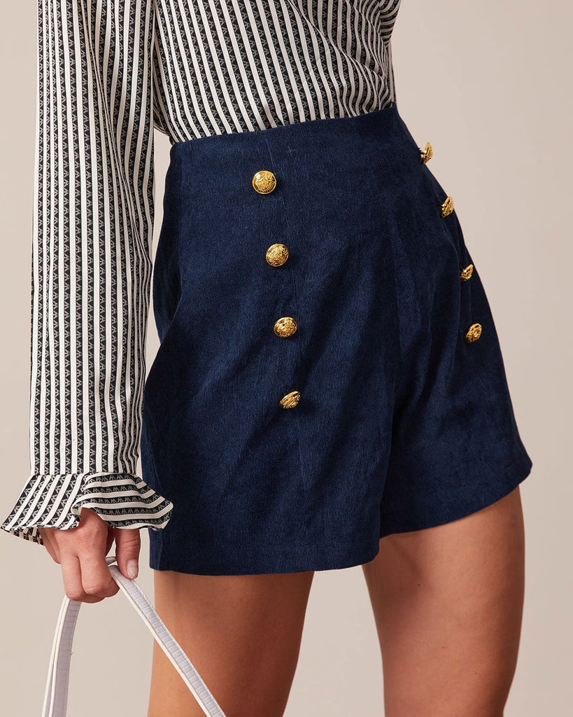 The Button Detail Corduroy Shorts Bottoms - RIHOAS