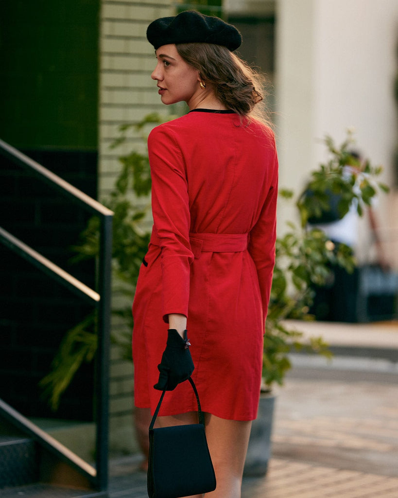 The Button Through Contrast Trim Mini Dress Dresses - RIHOAS