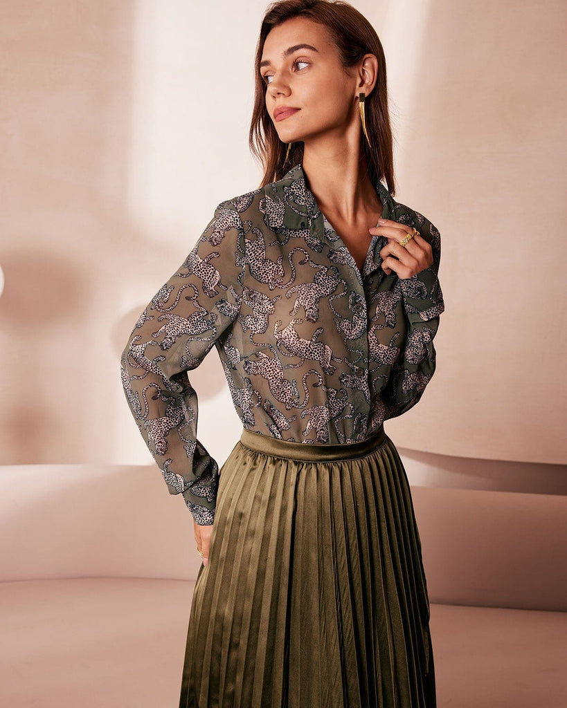 The Cheetah Print Button Shirt Tops - RIHOAS