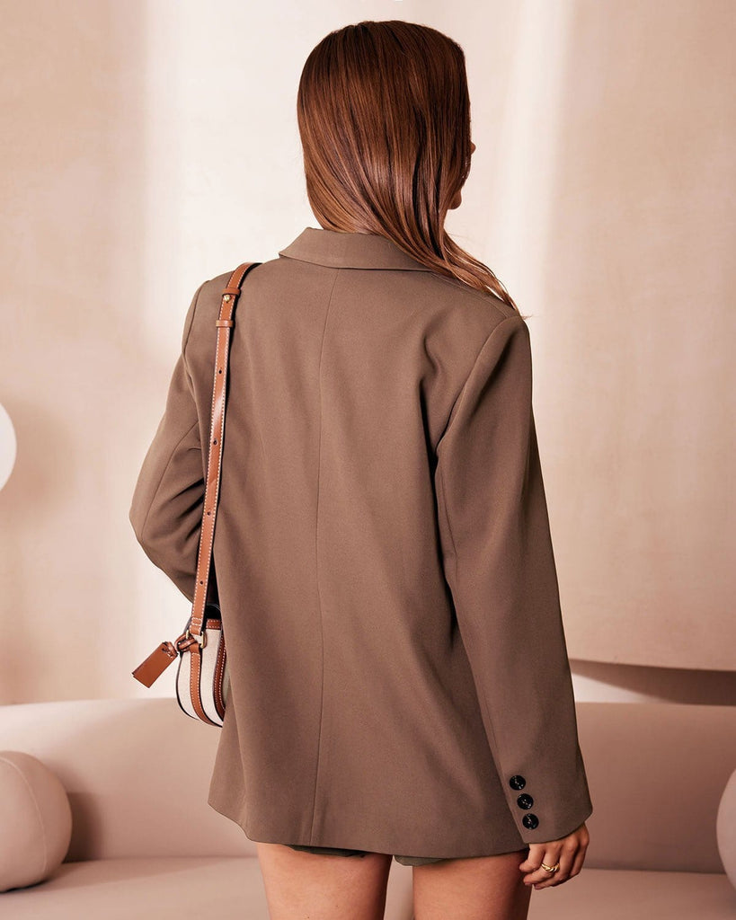 The Coffee Lapel Pocket Blazer Outerwear - RIHOAS