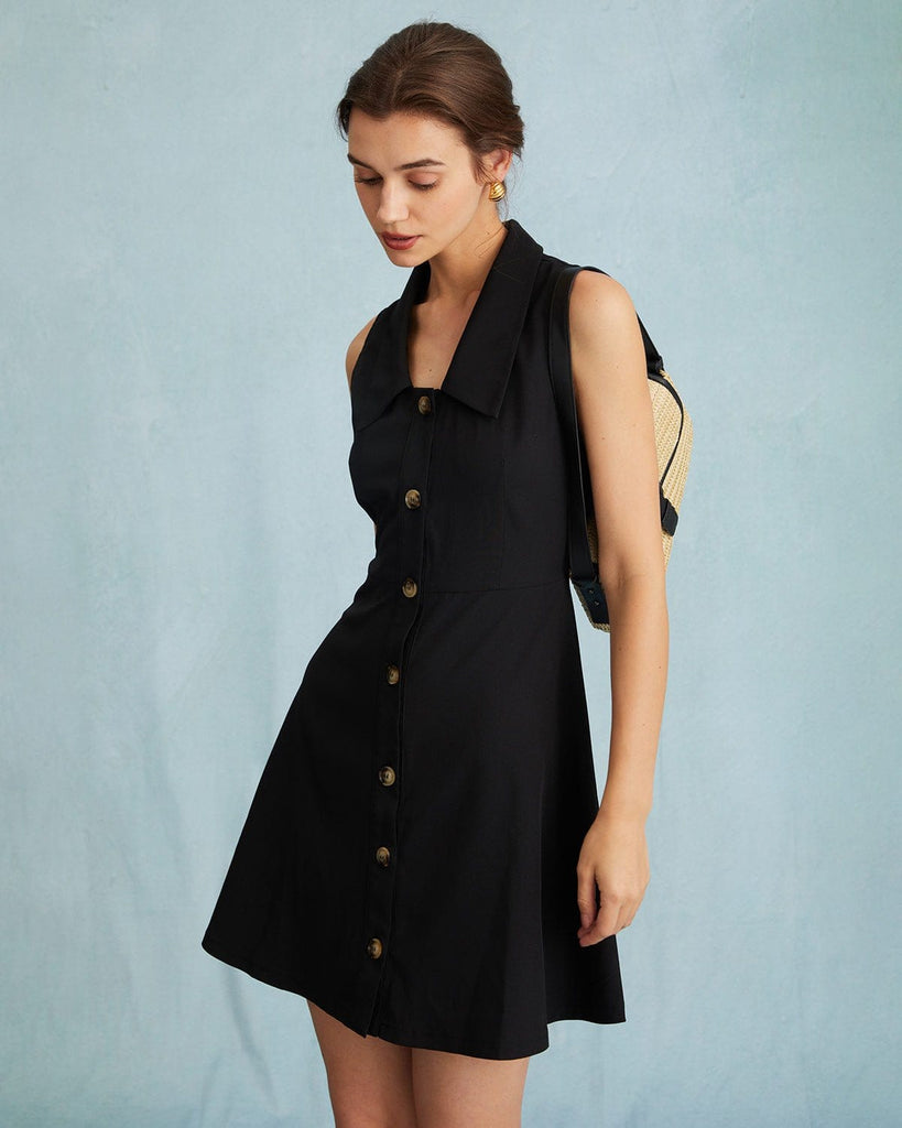 The Collared Sleeveless Shirt Dress Dresses - RIHOAS