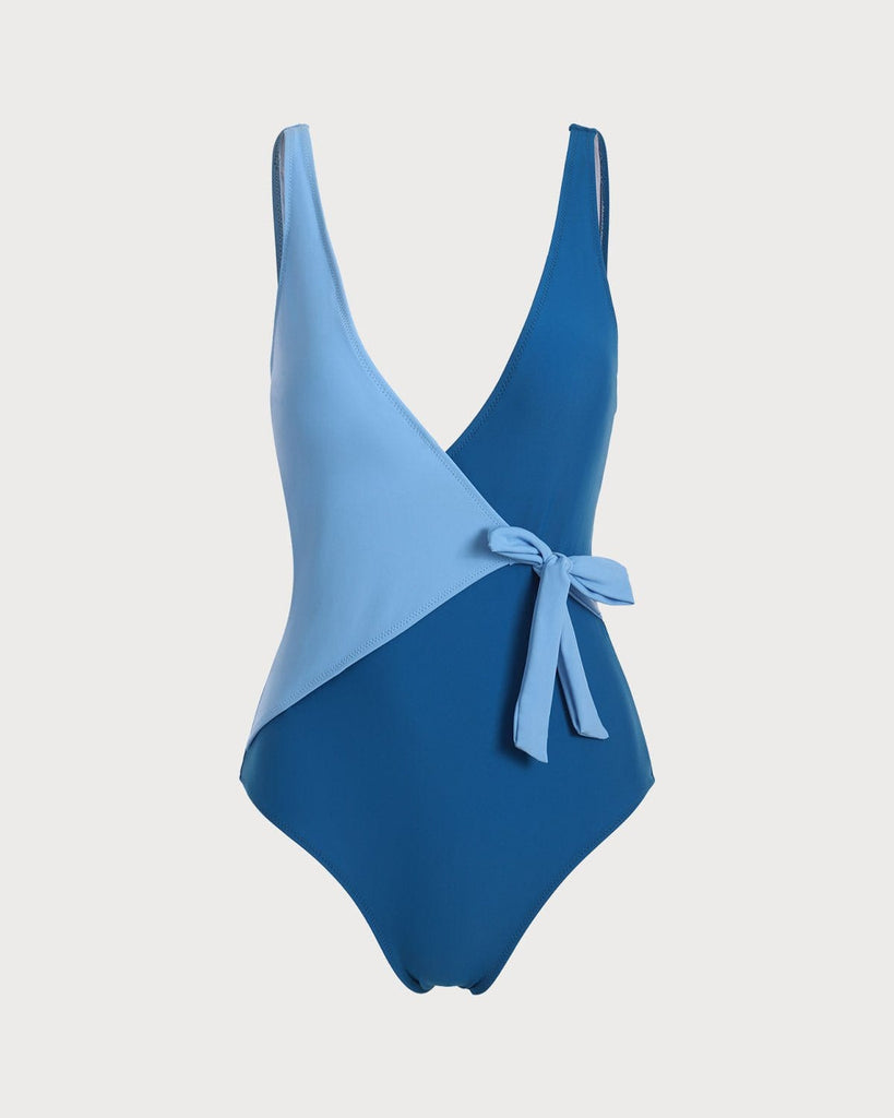 The Color Block One-Piece Swimsuit Blue One-Pieces - RIHOAS