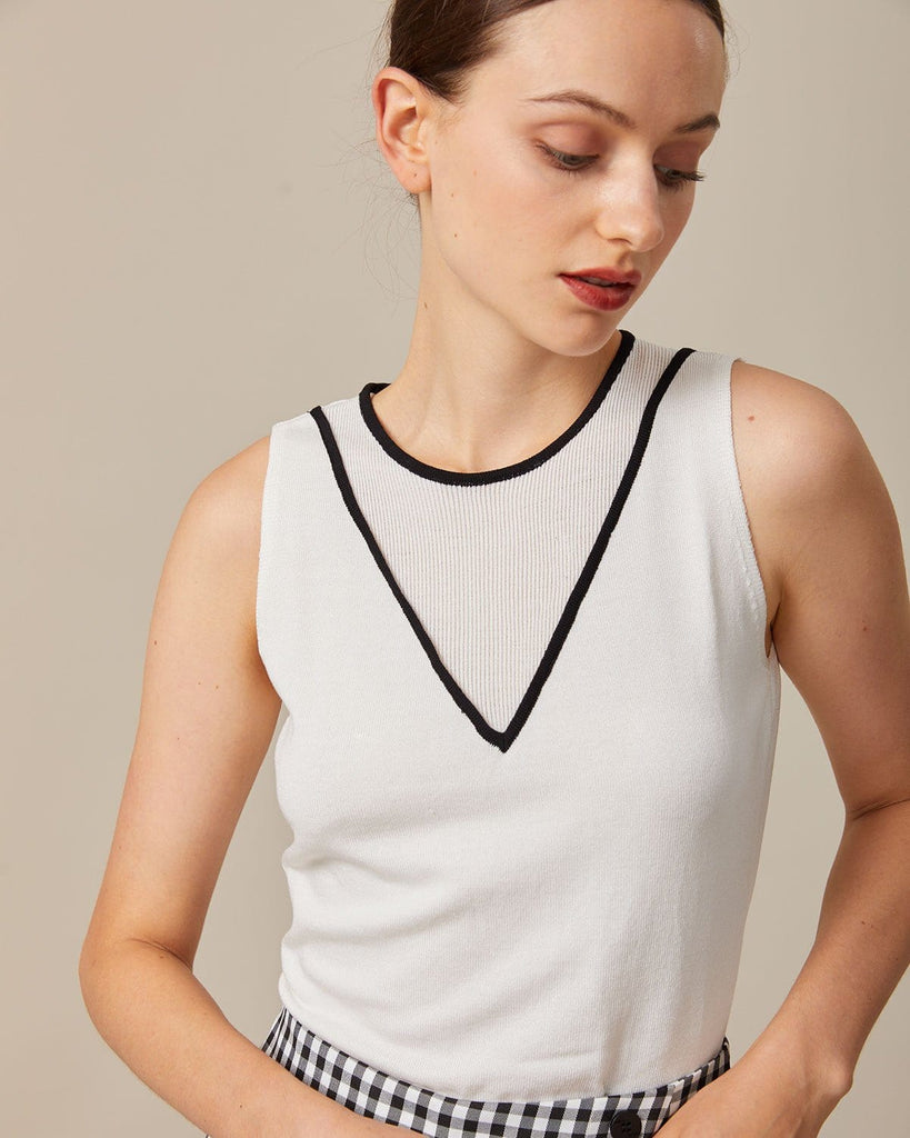 The Contrast Knit Tank Top Tops - RIHOAS