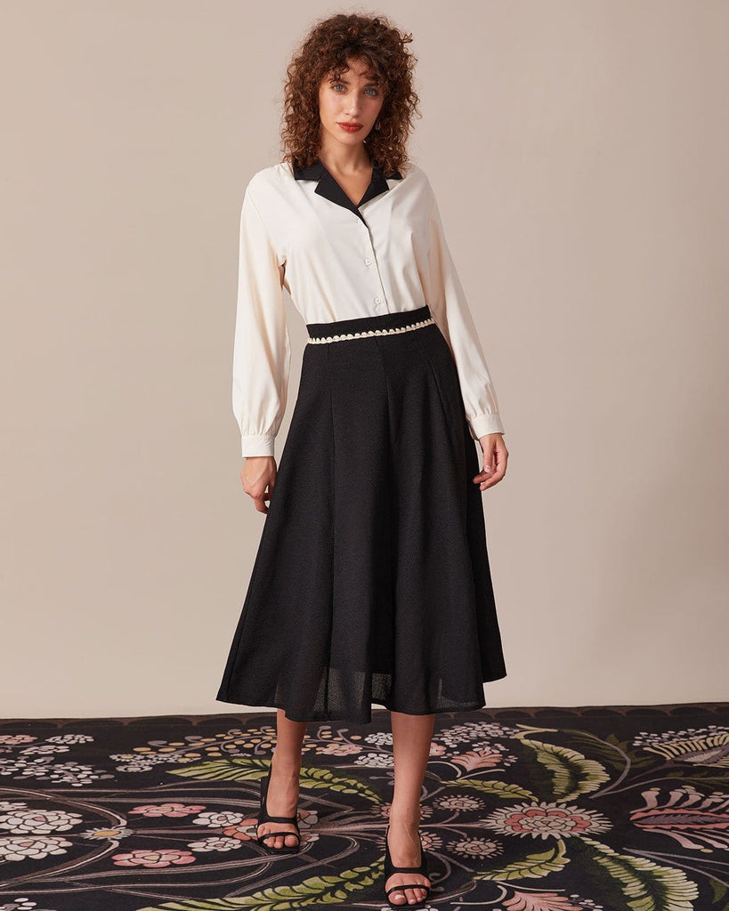 The Contrast Lapel Blouse Tops - RIHOAS