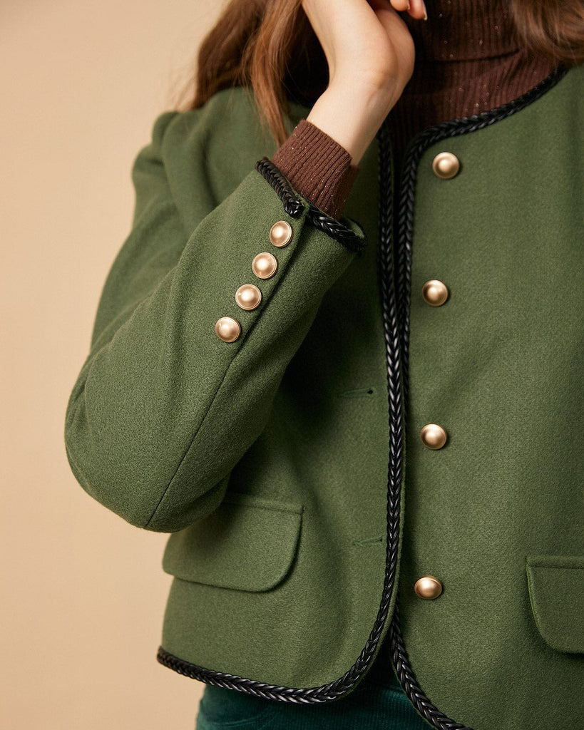 The Contrast Trim Flap Detail Jacket Outerwear - RIHOAS