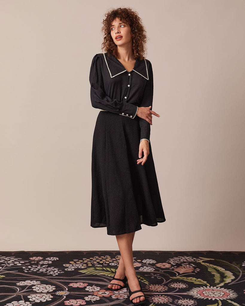 The Contrast Trim Midi Skirt Bottoms - RIHOAS
