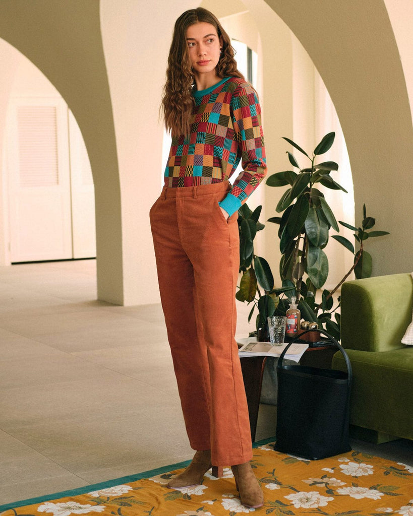 The Corduroy Straight Leg Pants Bottoms - RIHOAS