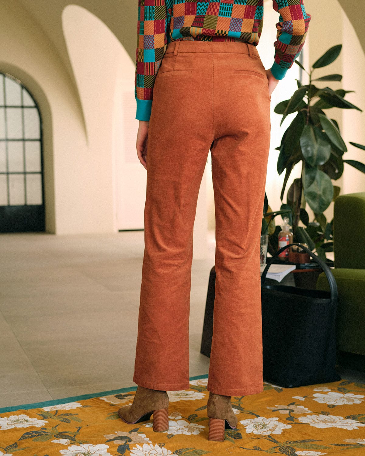 The Solid Corduroy Straight Leg Pants Women s Straight Wide Leg