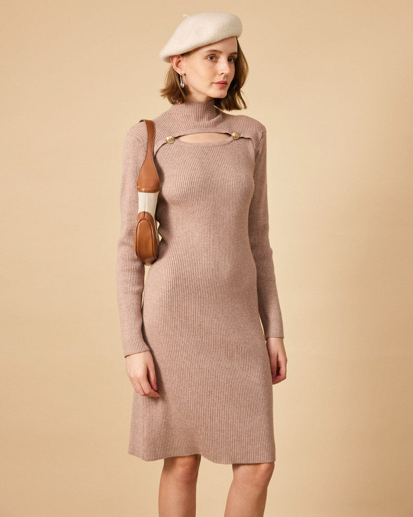The Cutout Knit Midi Dress Dresses - RIHOAS