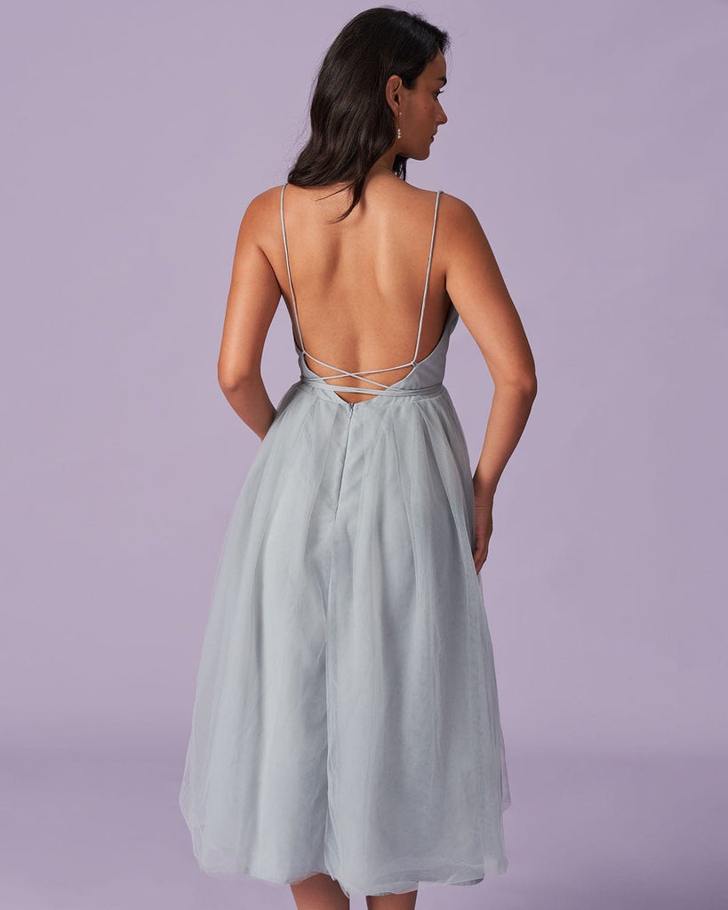 The Deep V Neck Mesh Flowing Dress Dresses - RIHOAS
