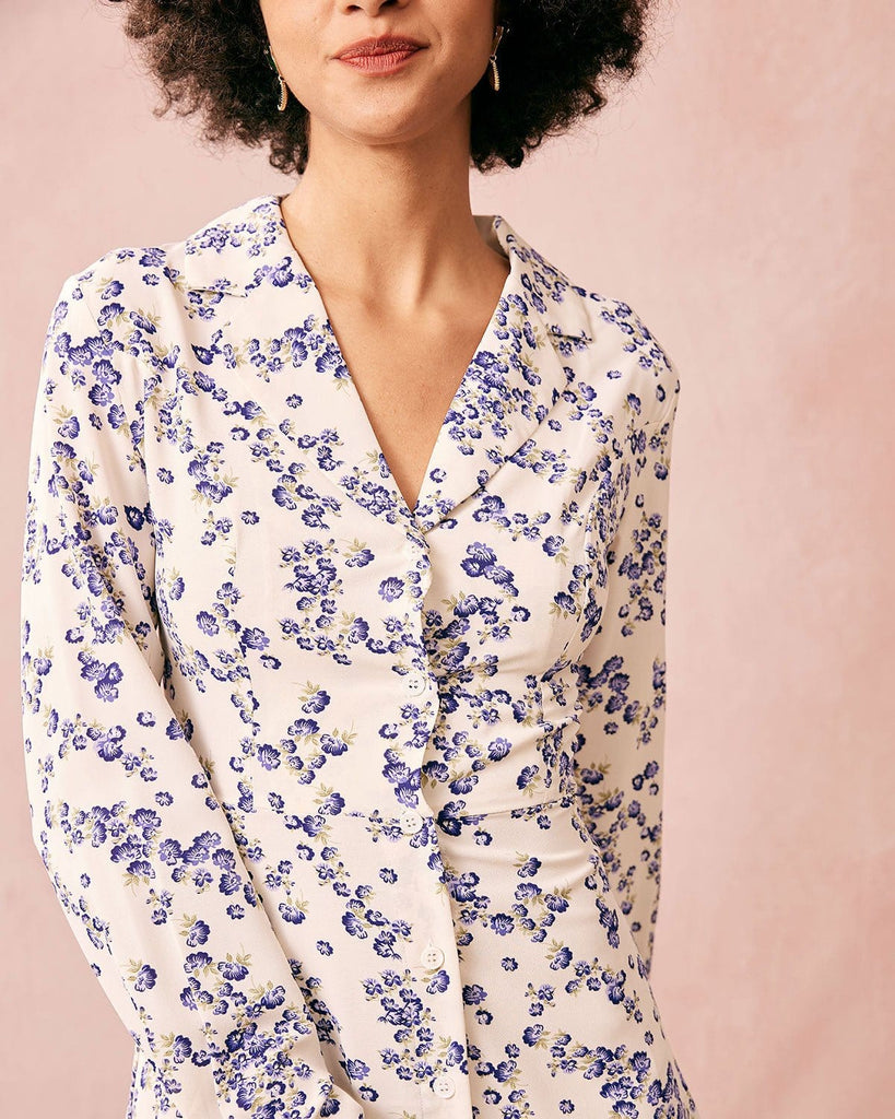 The Floral Long Sleeve Midi Dress Dresses - RIHOAS
