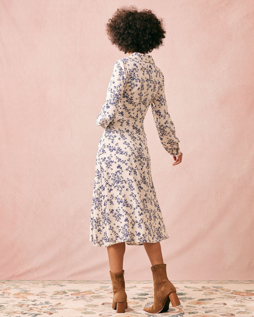 The Floral Long Sleeve Midi Dress Dresses - RIHOAS