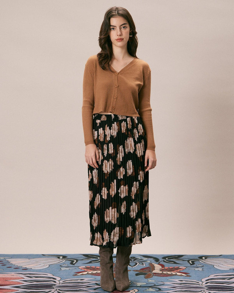 The Floral Pleated Midi Skirt Bottoms - RIHOAS