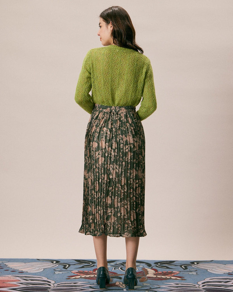 The Floral Pleated Midi Skirt Bottoms - RIHOAS