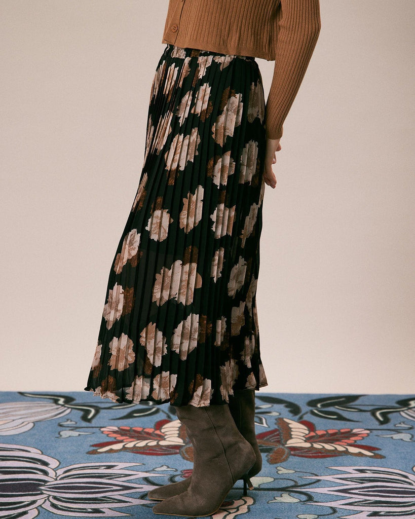 The Floral Pleated Midi Skirt Bottoms - RIHOAS